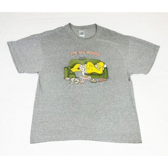 Vintage Y2k Homer Simpson T-shirt Gray Large It's All Good - Picture 1 of 8
